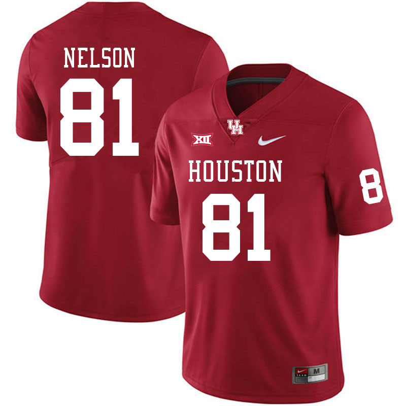 Men #81 CJ Nelson Houston Cougars Big 12 XII College Football Jerseys Stitched-Red